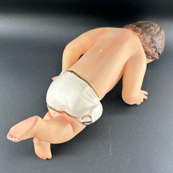 VTG Baby Jesus Nativity Chalk Ware Glass Eyes Real Eyelashes 14"L x 5.5"H x 7"W - Picture 6 of 14